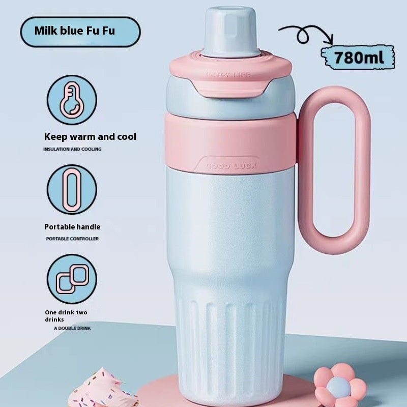 Gradient Double Drink Thermal Cup Stainless Steel With Lid Coffee Cup