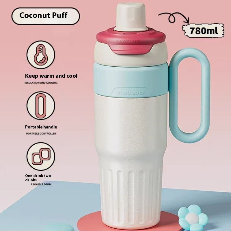 Gradient Double Drink Thermal Cup Stainless Steel With Lid Coffee Cup